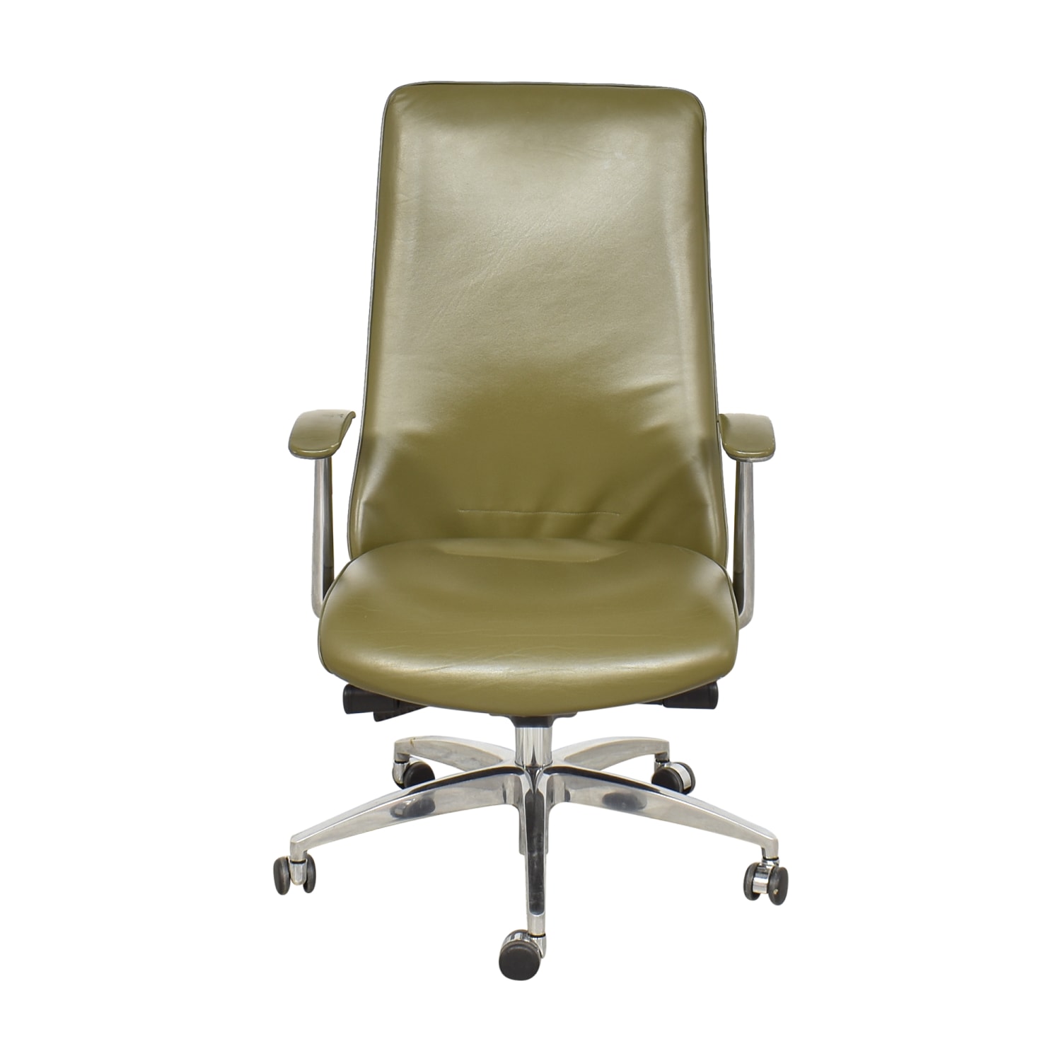 KEILHAUER  USED Conference Chair Olive Brown Leather - Office Furniture  Outlet - Used Office Furniture