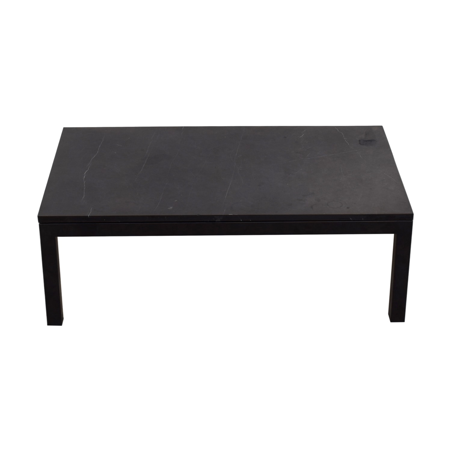 Room & Board | Modern Parsons Coffee Table w/ 1.5 Leg in Black | Marbled Black Ceramic Top