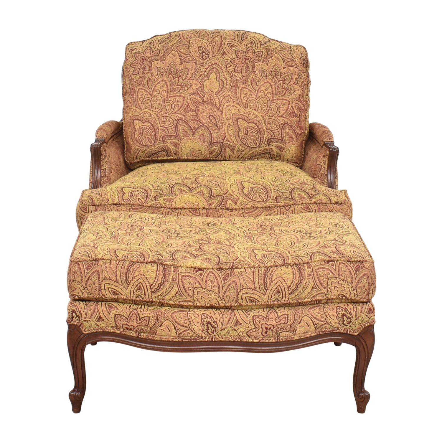 Ethan Allen Louis XV Style 'Versailles' Lounge Chair and Ottoman