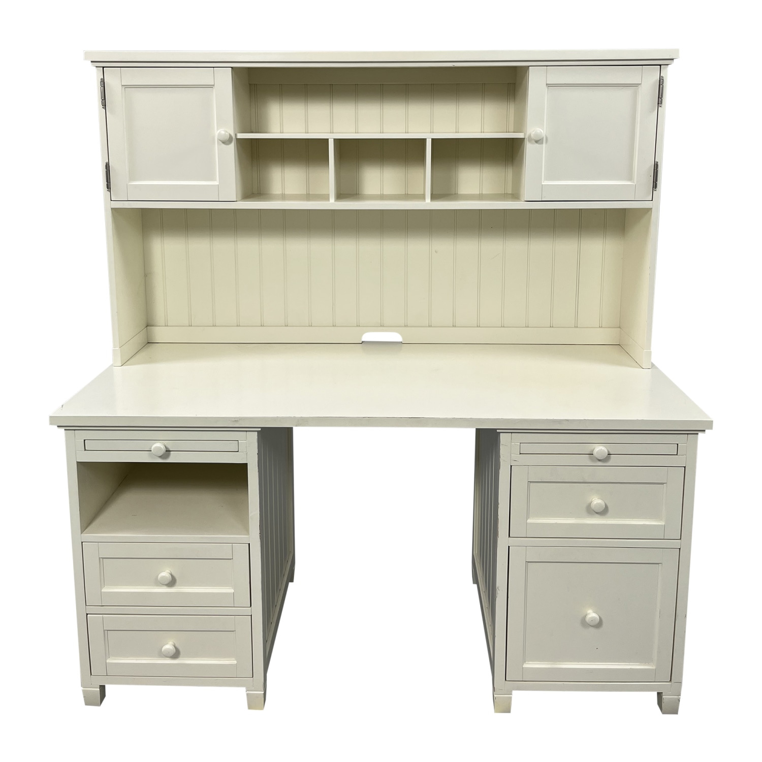 Beadboard Storage Desk Hutch