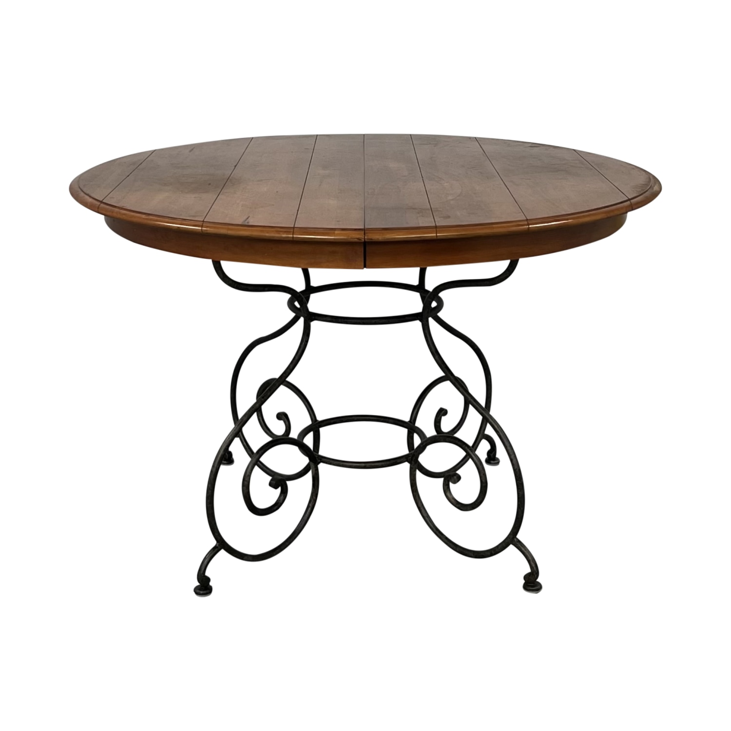 Round Extendable Dining Table Made of Oak and Steel MÅNE 