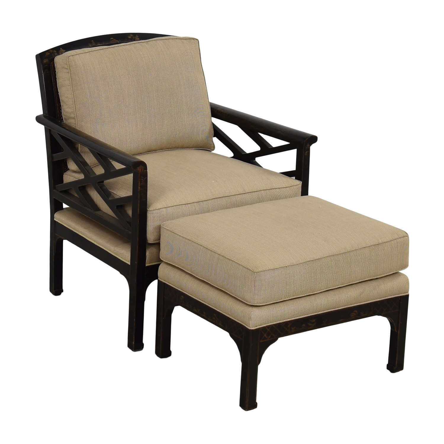 shop Baker Furniture Milling Road Upholstered Arm Chair and Ottoman Baker Furniture
