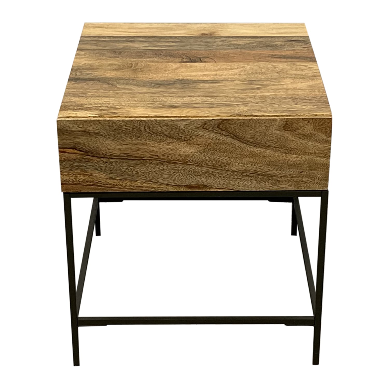 PAIR West Elm End Tables Storage Side Industrial Mango Wood & Steel