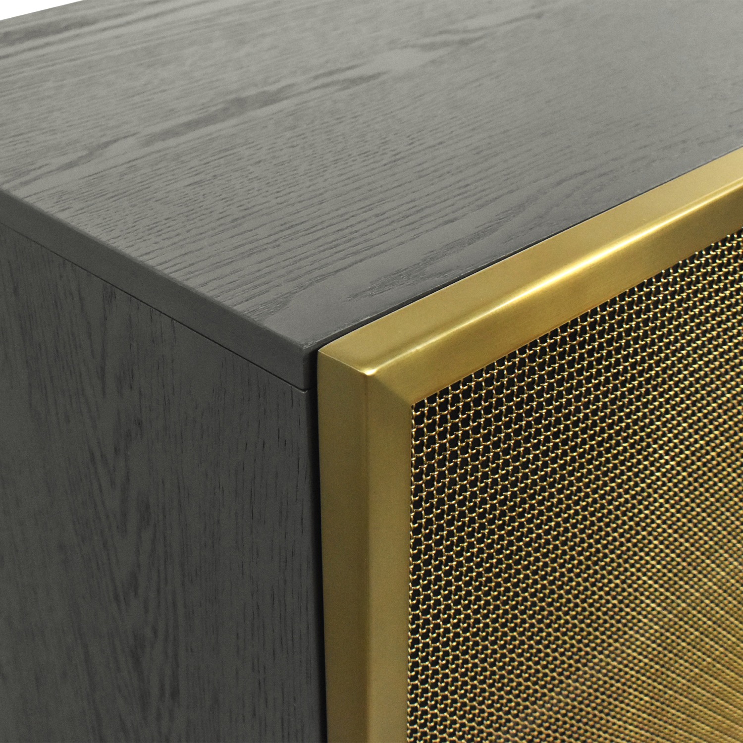 Trace Brass Wire Mesh Cabinet Credenza