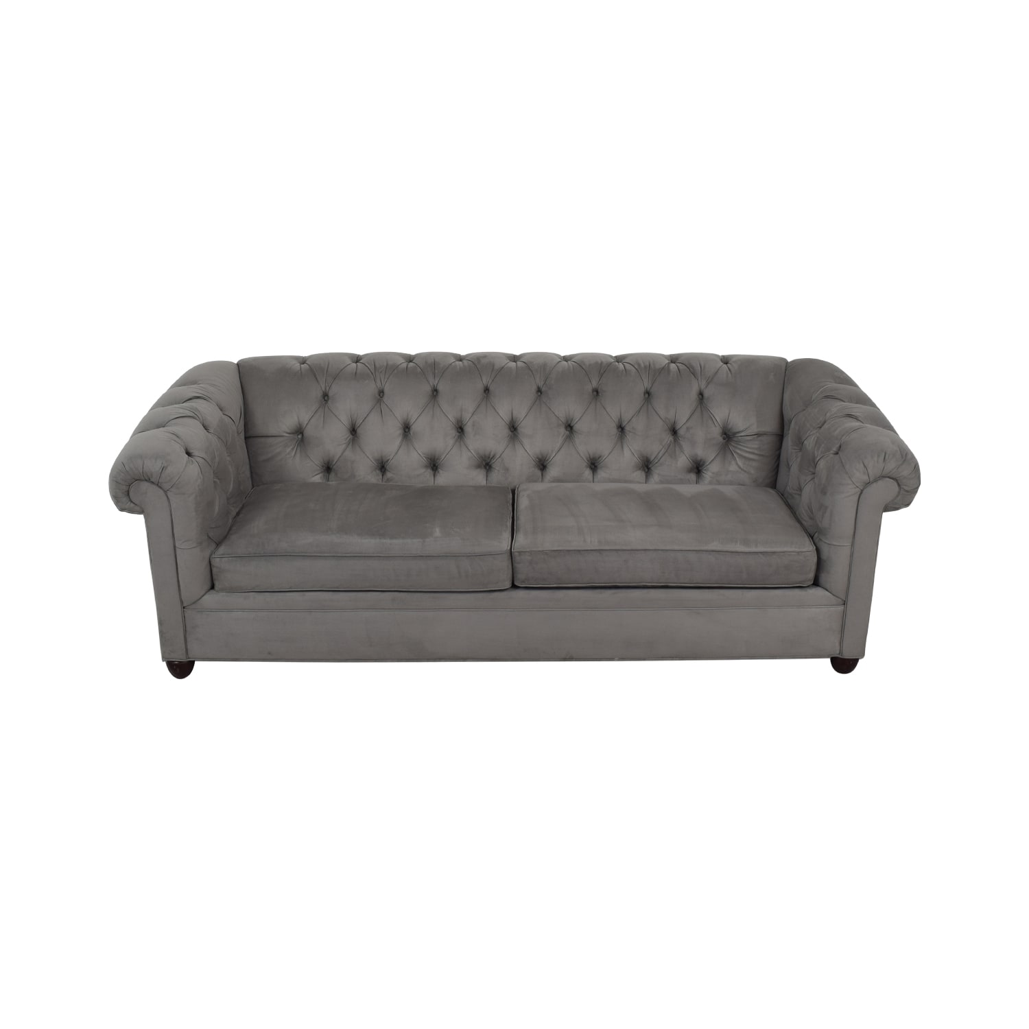 buy Pottery Barn Grand Chesterfield Grey Tufted Two-Cushion Sofa Pottery Barn Classic Sofas