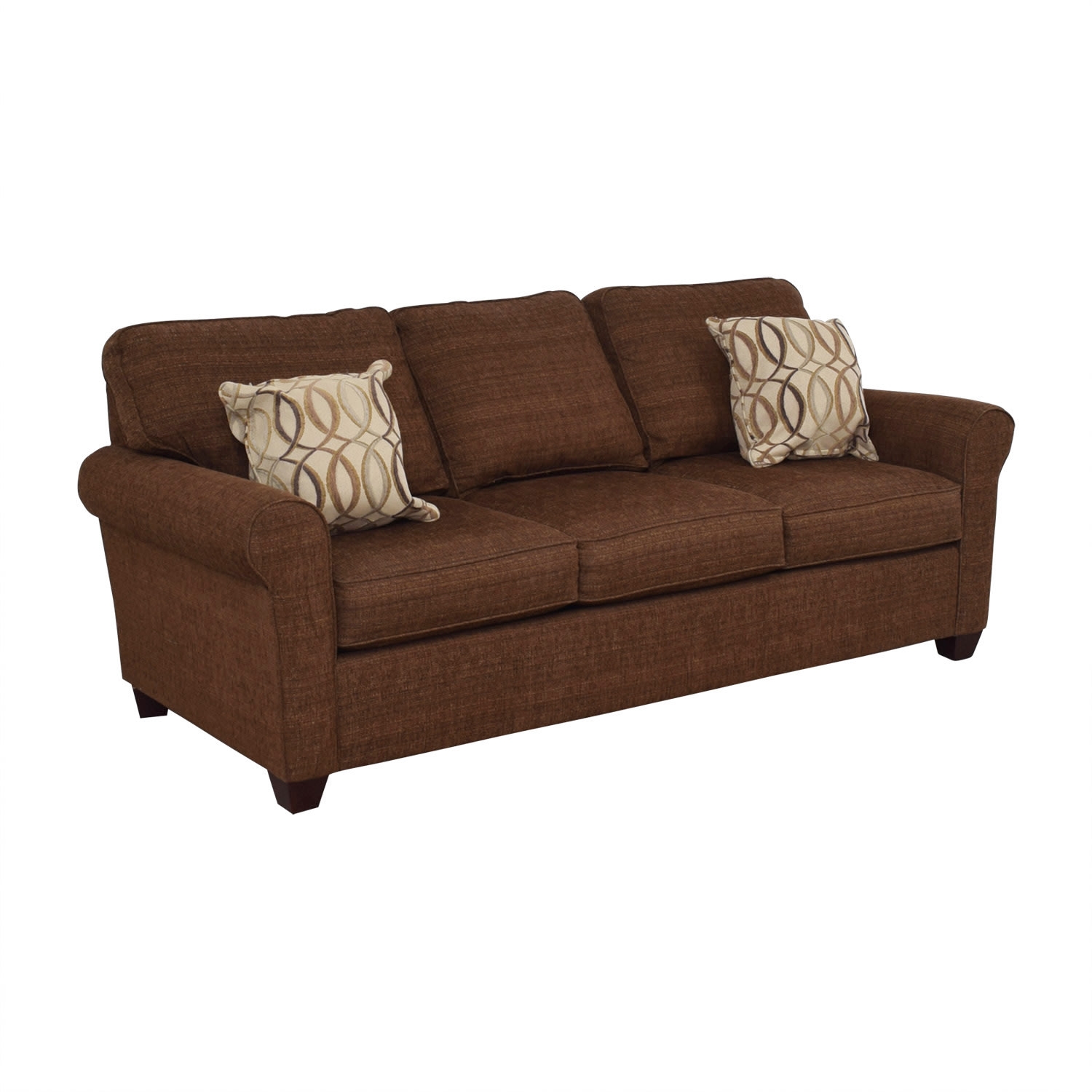 buy Bassett Brown Tweed Three-Cushion Sofa Bassett Classic Sofas