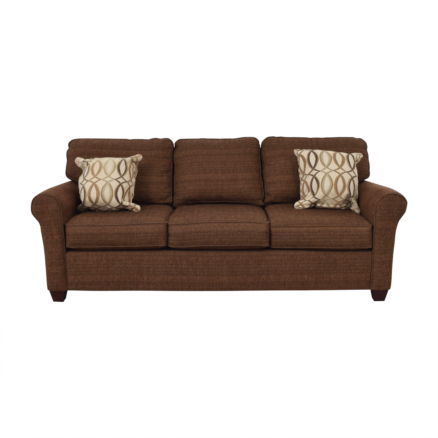 Bassett Bassett Brown Tweed Three-Cushion Sofa second hand
