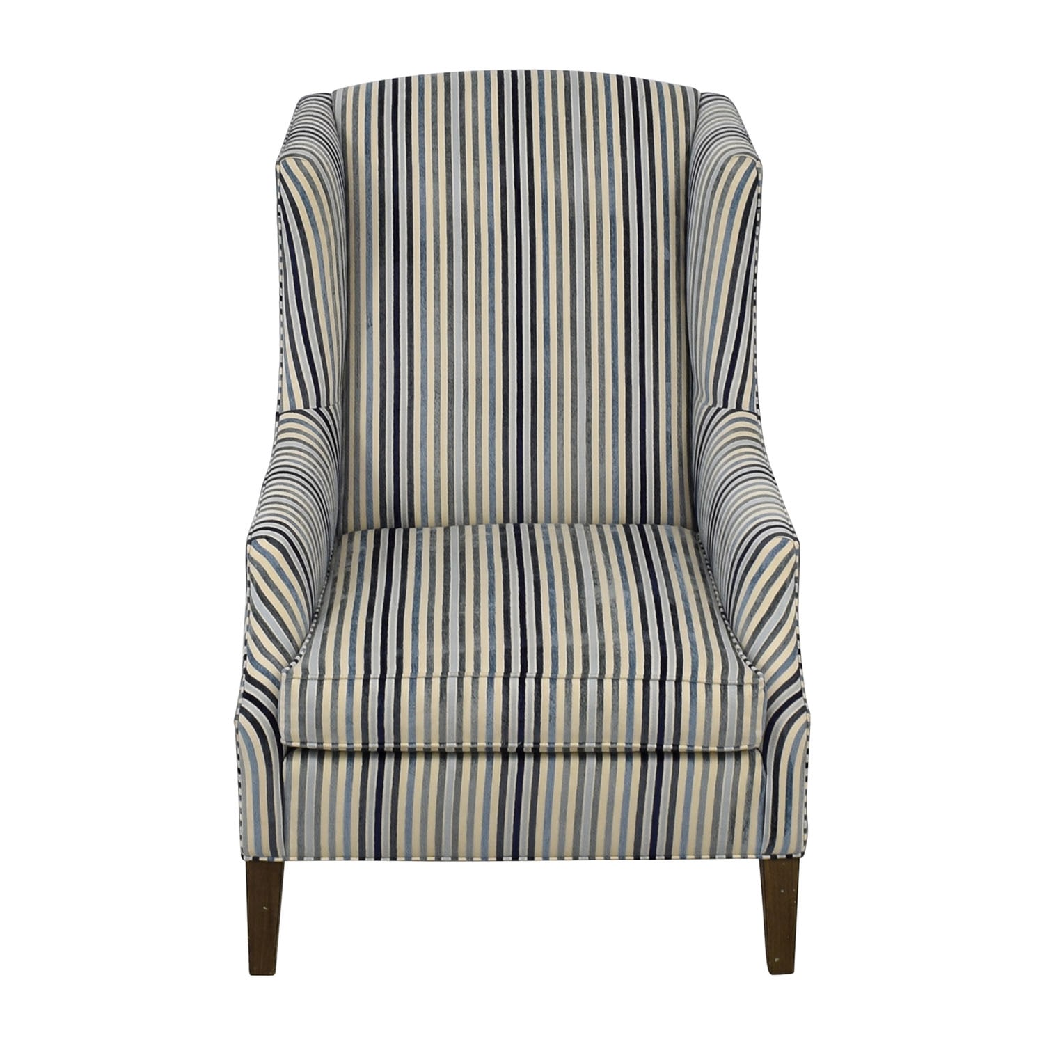 Gray White Stripe Upholstered Accent Chair