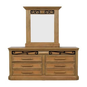 buy Rustic Six Drawer Dresser with Mirror 
