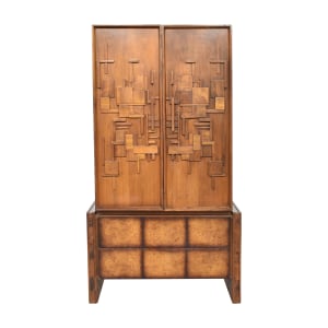 Peck and Hills Furniture Peck and Hills Furniture Vintage Mid Century Modern Brutalist Armoire  brown