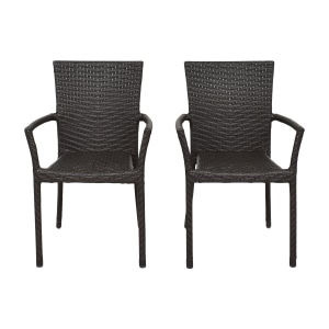  Ratana Woven Outdoor Dining Chairs  nj