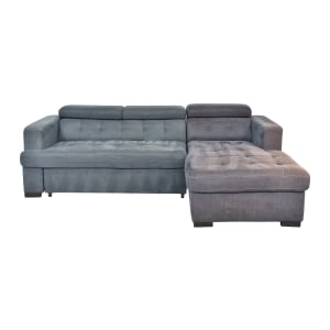 shop Bob's Discount Furniture Bob's Discount Furniture Two Tone Tufted Sectional Sofa Sleeper with Storage Chaise online