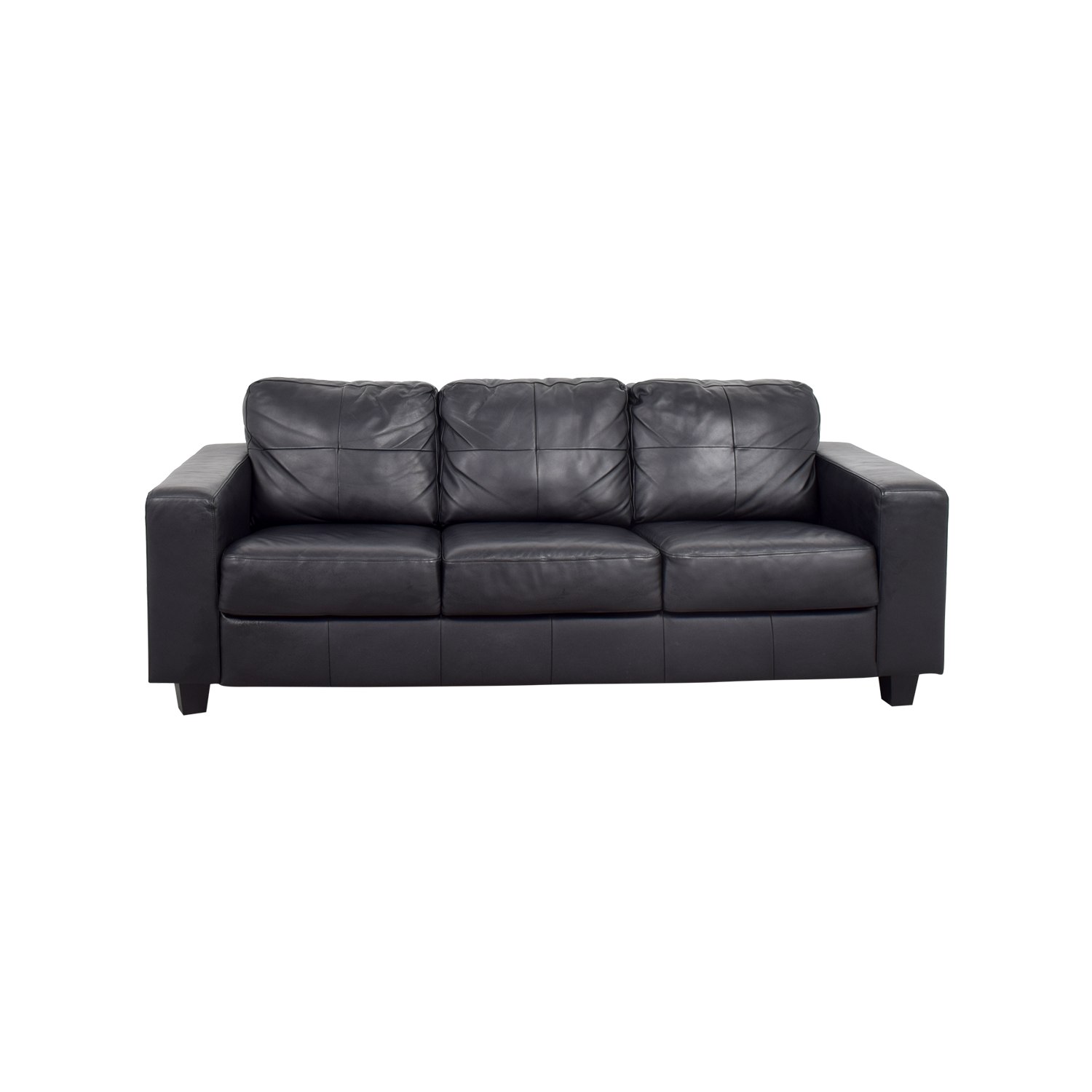 IKEA Skogaby Black Leather Sofa | 44% Off | Kaiyo