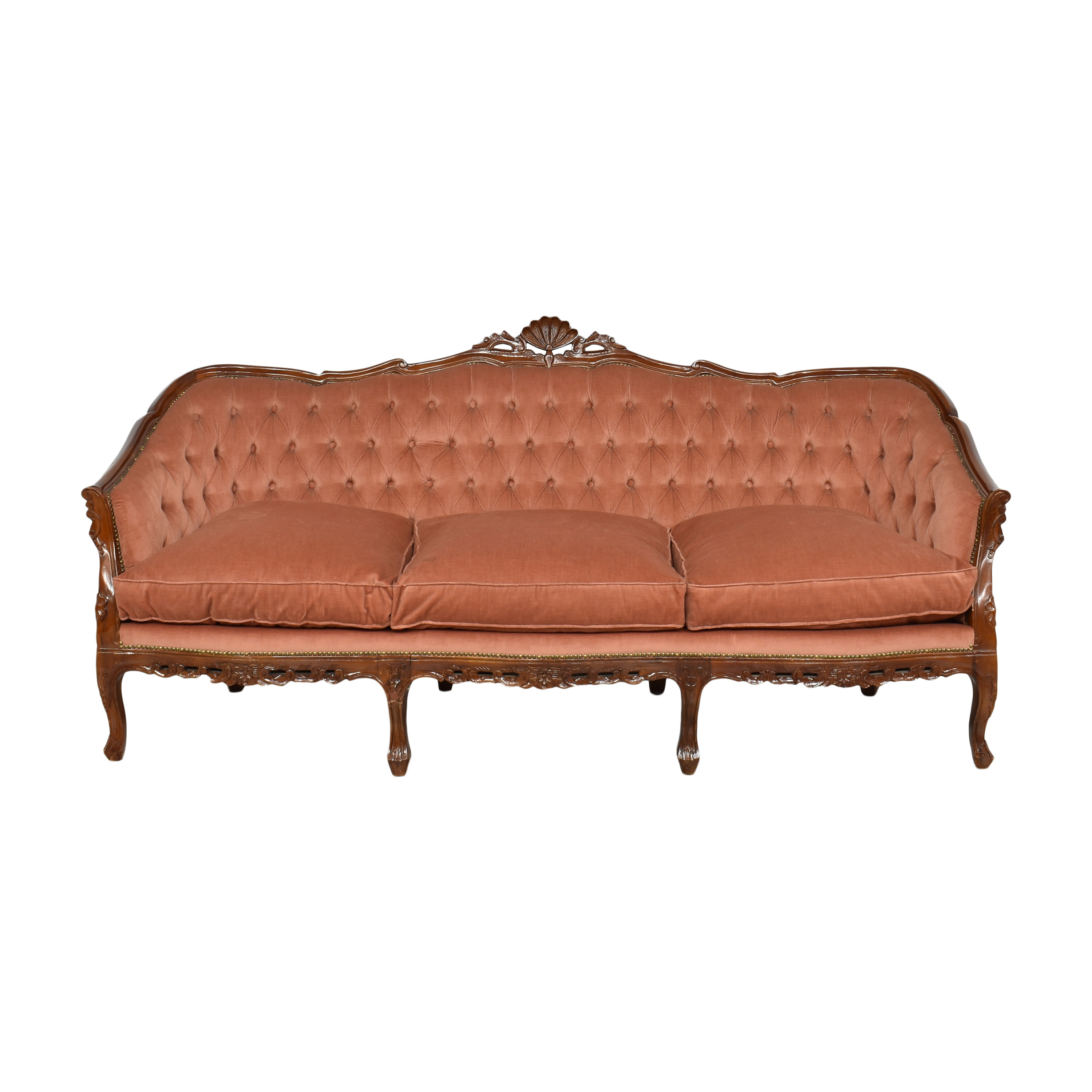Vintage French Tufted Three Cushion Sofa, 73% Off
