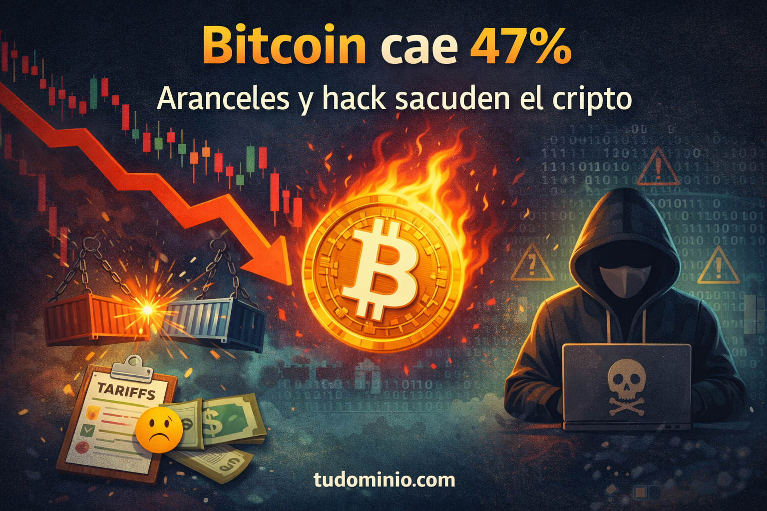 Bitcoin cae 47%: aranceles y hack sacuden el cripto