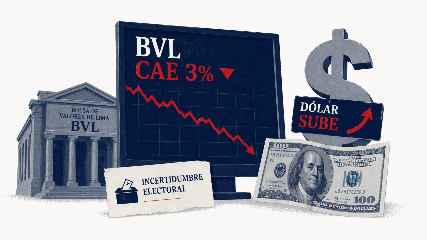 BVL cae 3% y dólar sube por incertidumbre electoral