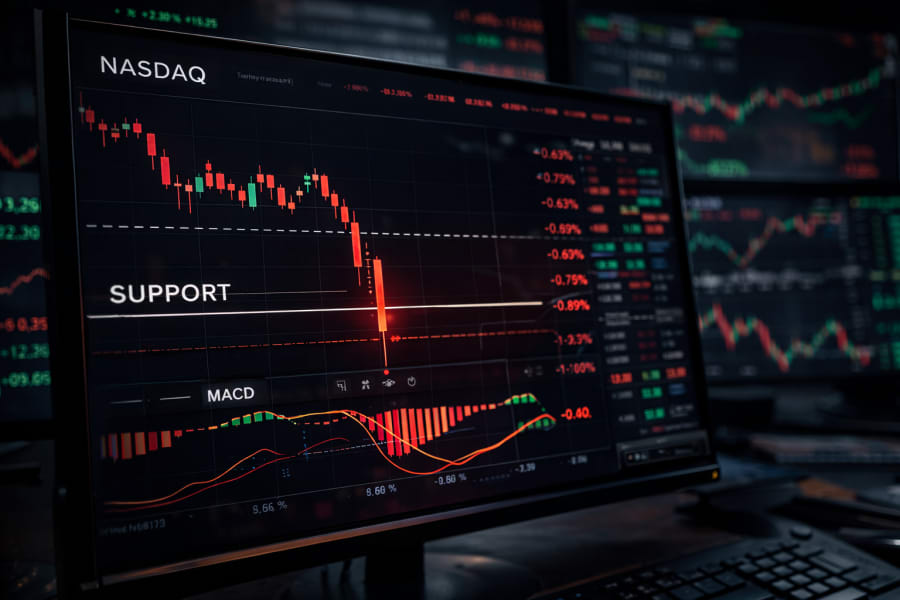 El Nasdaq rompió soportes clave y el MACD lo venía avisando: ¿quién no lo vio venir?