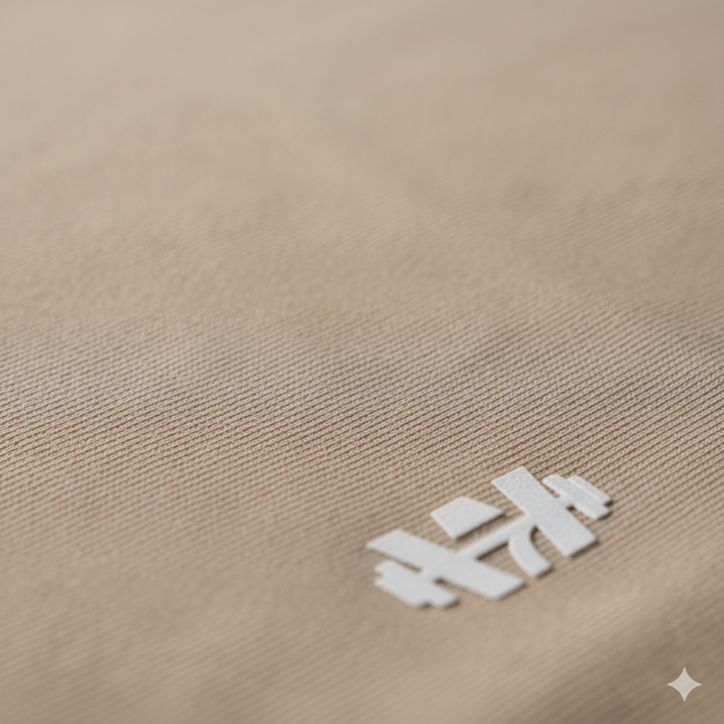 Close-up no tecido bege da camiseta oversized