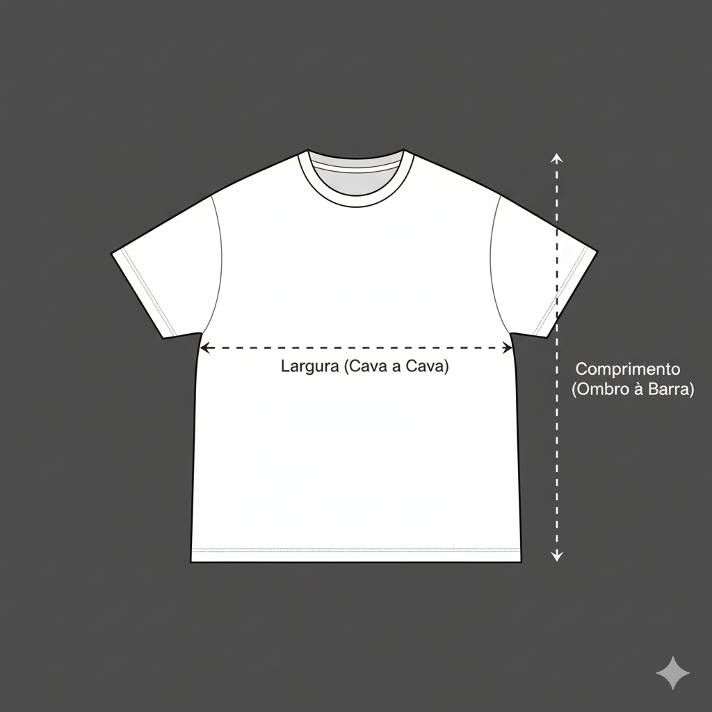 Ilustração de como medir uma camiseta