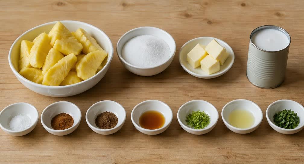 Ofengebackene Karamell-Ananas mit Kokosmilch – Zutaten