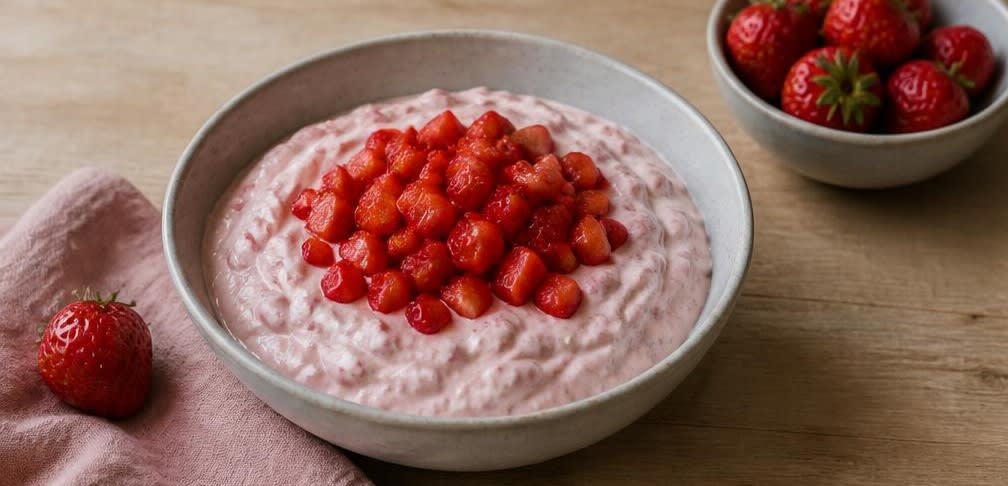 Cremiger Erdbeer-Quark mit Honig und geschlagener Sahne – Zubereitung Schritt für Schritt – Erdbeer-Quark anrichten