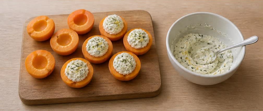 Gefüllte Aprikosen mit Frischkäse und Pistazien – Zubereitung Schritt für Schritt – Aprikosen füllen