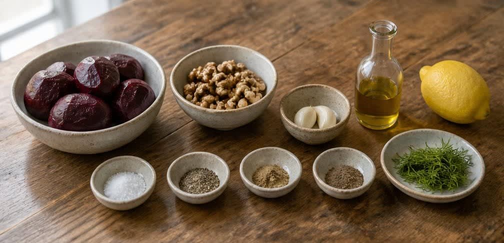 Osteuropäischer Rote-Bete-Dip mit gerösteten Walnüssen – Zutaten