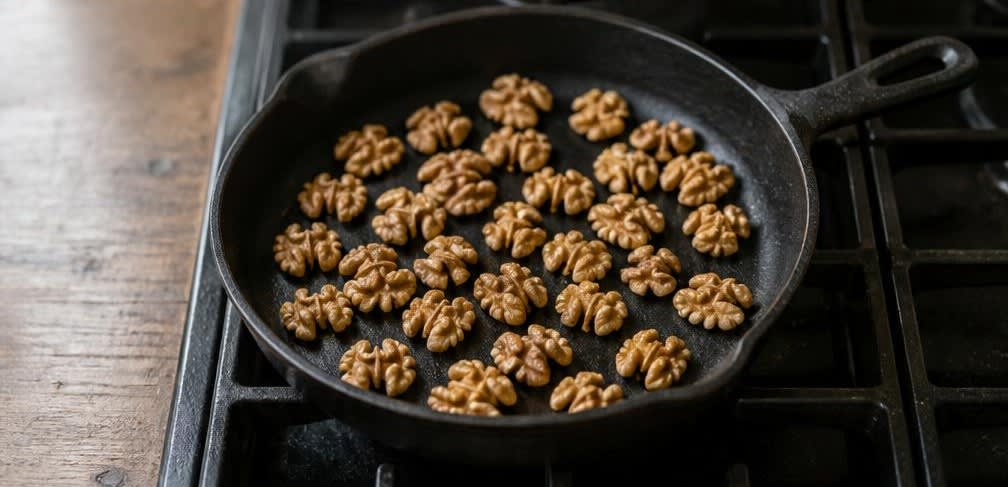 Osteuropäischer Rote-Bete-Dip mit gerösteten Walnüssen – Zubereitung Schritt für Schritt – Walnüsse anrösten