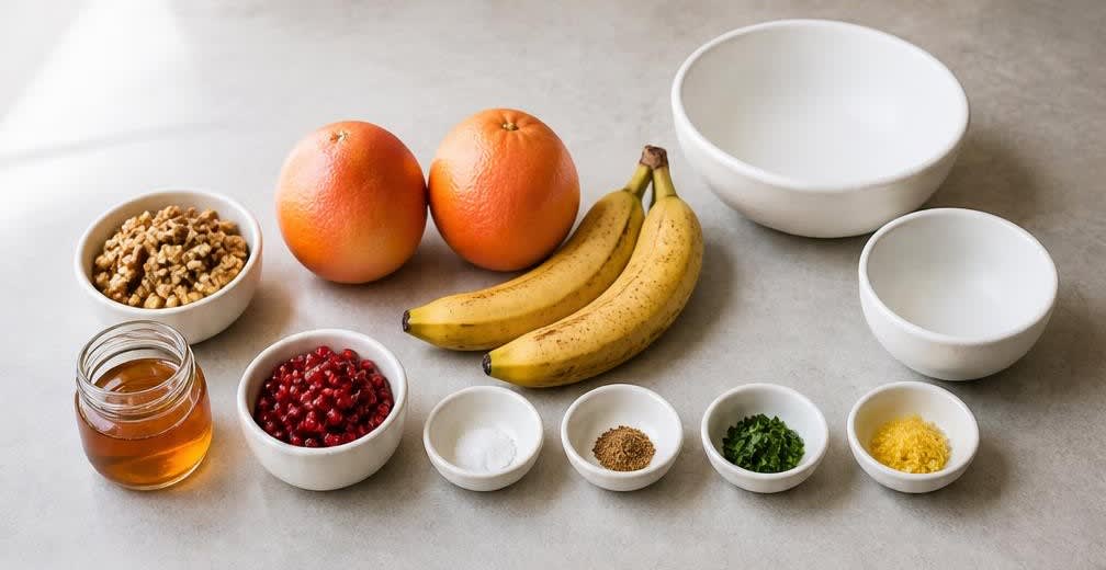 Grapefruit-Bananen-Salat mit Walnüssen und Kardamom-Honig – Zutaten