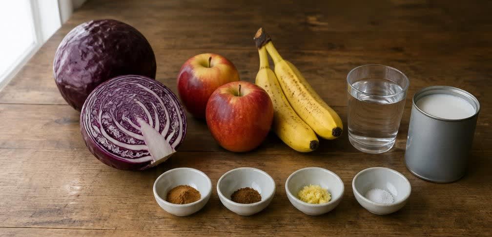 Osteuropäischer Apfel-Rotkohl-Smoothie mit Banane – Zutaten