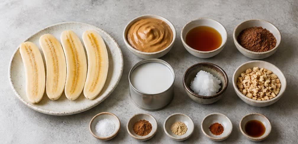 Gebratene Bananen mit Erdnuss-Kakao-Soße – Zutaten