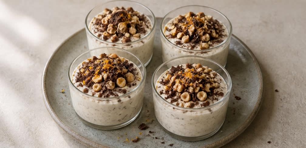 Ricotta-Creme mit dunkler Schokolade und gerösteten Haselnüssen – Zubereitung Schritt für Schritt – Anrichten und servieren