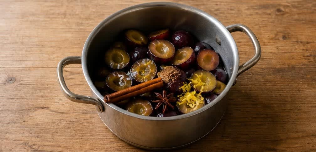 Österreichische gedünstete Zwetschgen mit Knusper-Walnüssen – Zubereitung Schritt für Schritt – Zwetschgenkompott ansetzen