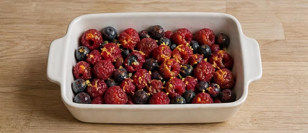 Knuspriger Beeren-Crumble mit Haferflocken – Zubereitung Schritt für Schritt – Beeren vorbereiten