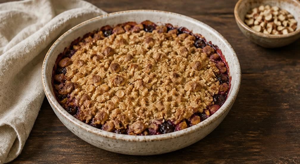 Knuspriger Beeren-Crumble mit Haferflocken – Zubereitung Schritt für Schritt – Anrichten