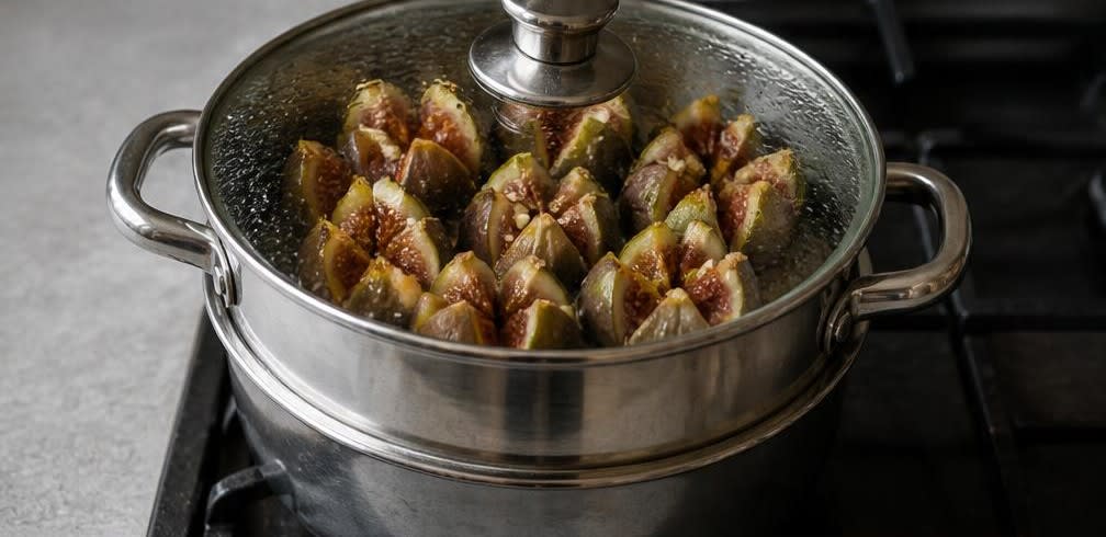 Gedämpfte persische Feigen mit Ahornsirup und Röstnüssen – Zubereitung Schritt für Schritt – Feigen dämpfen