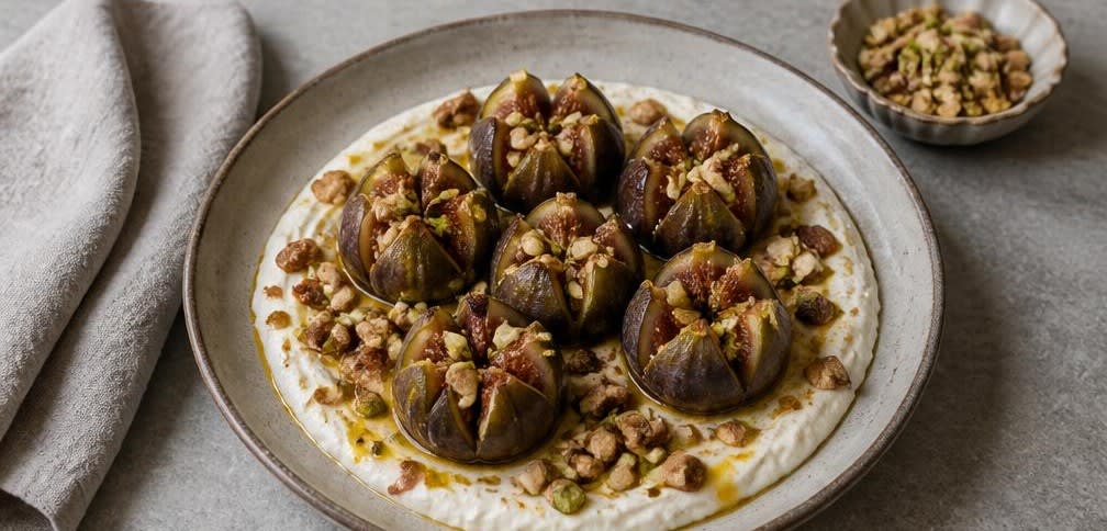 Gedämpfte persische Feigen mit Ahornsirup und Röstnüssen – Zubereitung Schritt für Schritt – Anrichten
