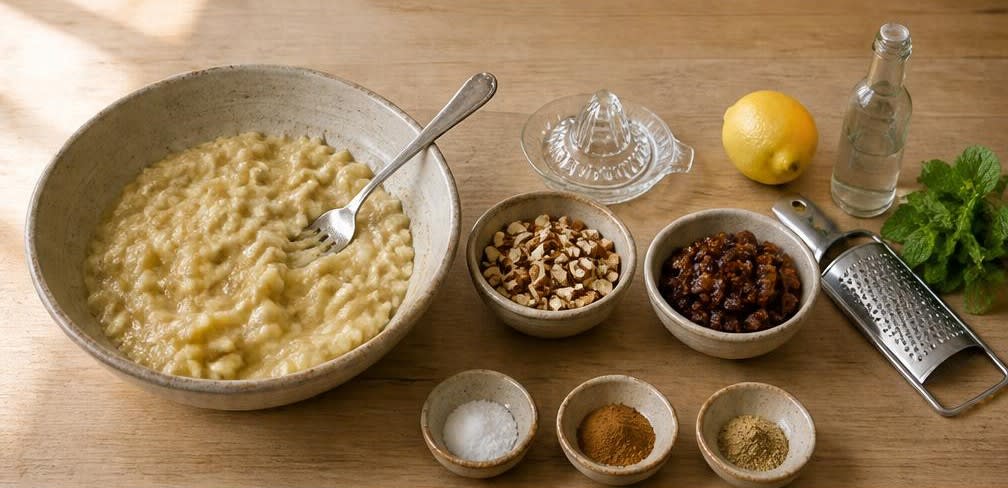 Tunesisches Bananen-Dattel-Püree mit Knuspermandeln – Zubereitung Schritt für Schritt – Bananenpüree herstellen