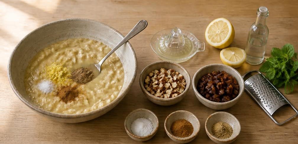 Tunesisches Bananen-Dattel-Püree mit Knuspermandeln – Zubereitung Schritt für Schritt – Püree würzen