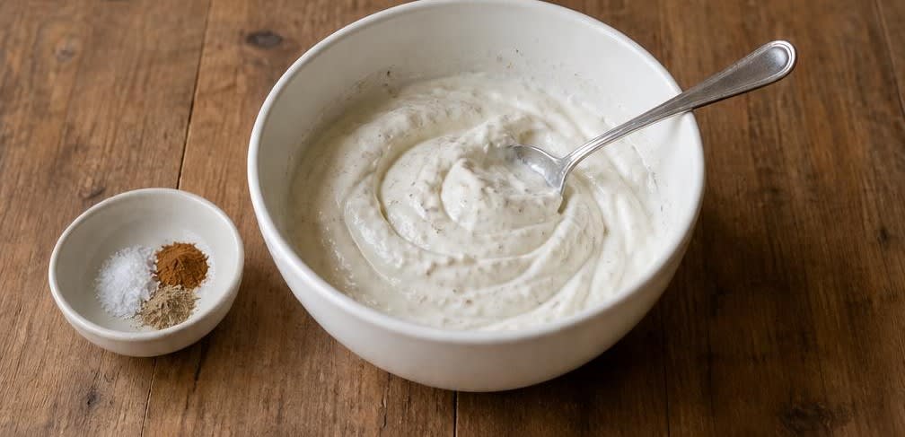 Türkischer Joghurt mit frischen Feigen und gerösteten Walnüssen – Zubereitung Schritt für Schritt – Joghurt mischen