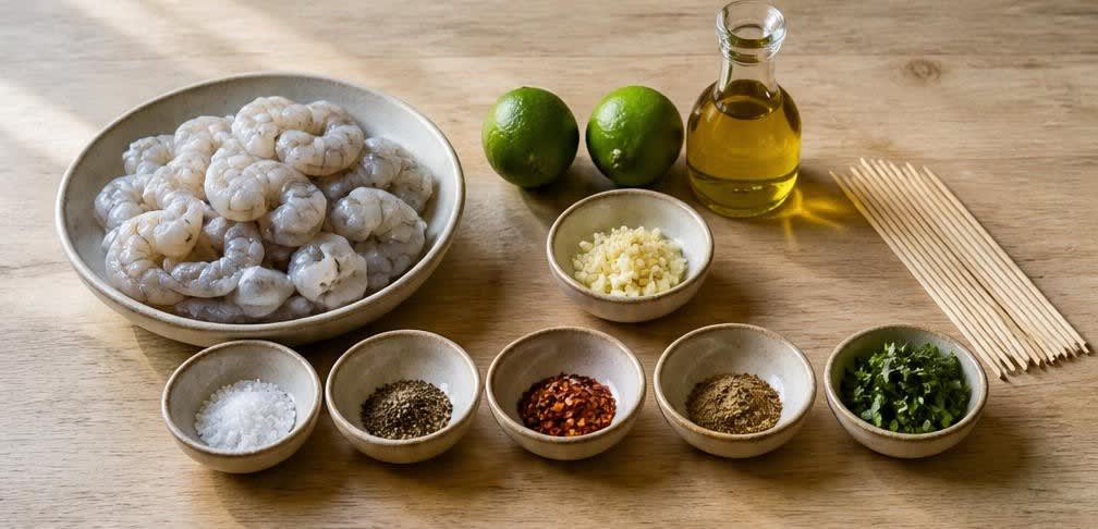 Thailändische Garnelen-Spieße mit Limette und Knoblauch – Zutaten