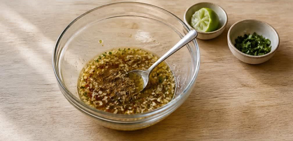 Thailändische Garnelen-Spieße mit Limette und Knoblauch – Zubereitung Schritt für Schritt – Marinade herstellen