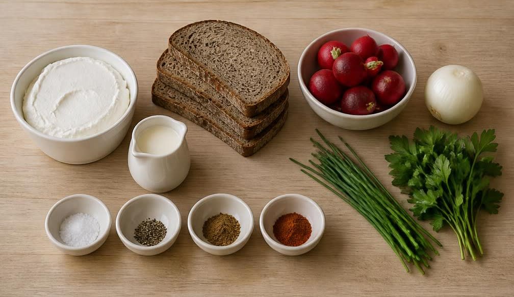 Österreichischer Kräutertopfen auf Roggenbrot – Zutaten