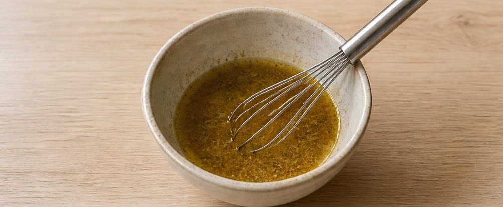 Marokkanischer Kichererbsen-Salat mit Paprika – Zubereitung Schritt für Schritt – Dressing herstellen