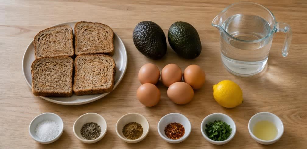 Peruanischer Avocado-Toast mit pochiertem Ei – Zutaten bereitstellen