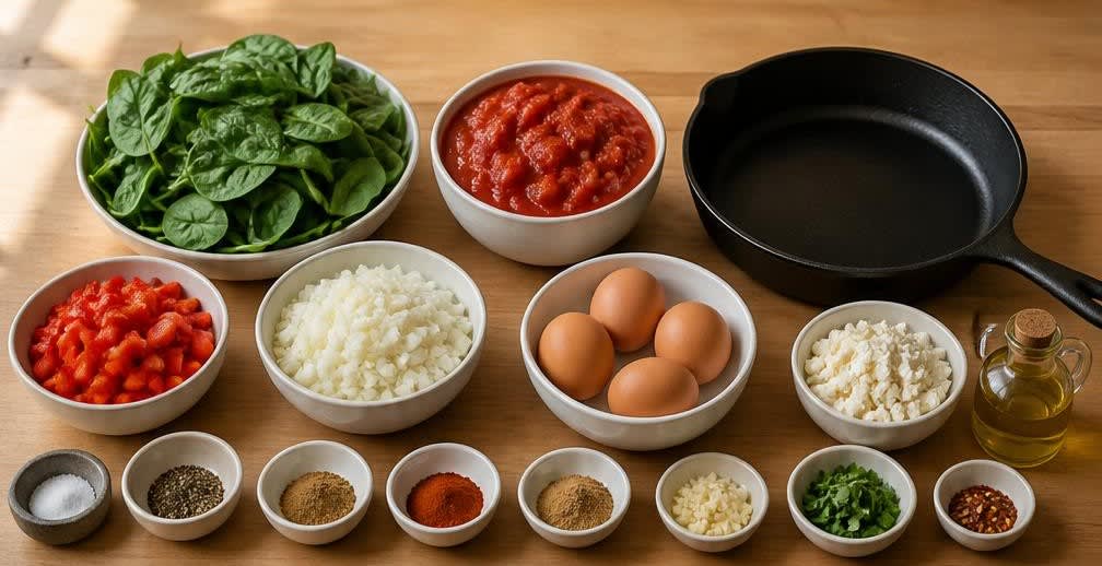 Spinat-Shakshuka mit Ei – Zutaten