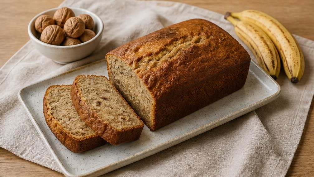Saftiges Bananenbrot aus ungebleichtem Weizenmehl – Zubereitung Schritt für Schritt – Anrichten