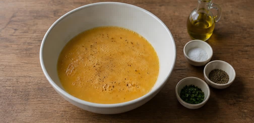 Klassische Tortilla Española mit sanft gestocktem Ei – Zubereitung Schritt für Schritt – Eimasse herstellen