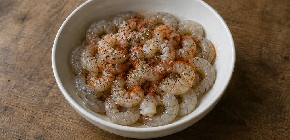 Gambas al Ajillo mit ruhendem Knoblauch – Zubereitung Schritt für Schritt – Garnelen würzen