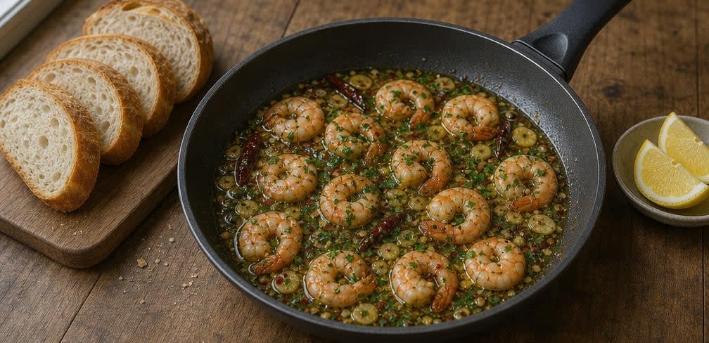 Gambas al Ajillo mit ruhendem Knoblauch – Zubereitung Schritt für Schritt – Anrichten